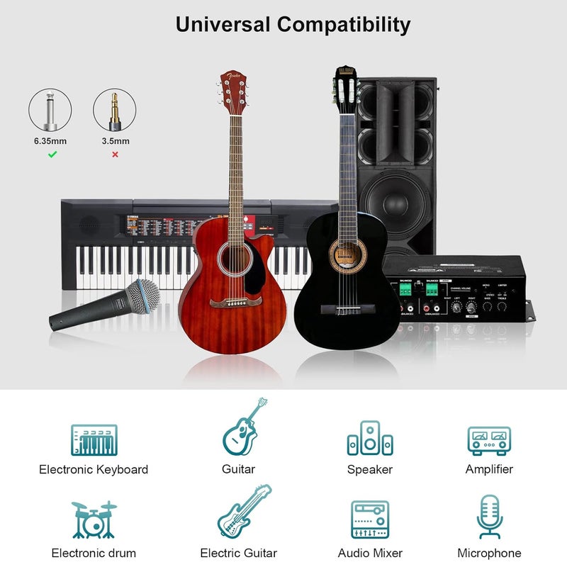 FIBBR Guitar Cable 6FT Professional Instrument Cable 1/4 inch TS Straight to Straight Electric Guitar Bass AMP Cord for Guitar, Bass, Mandolin, Keyboard, Pro Audio - Nylon Braided (Black) - Image 3